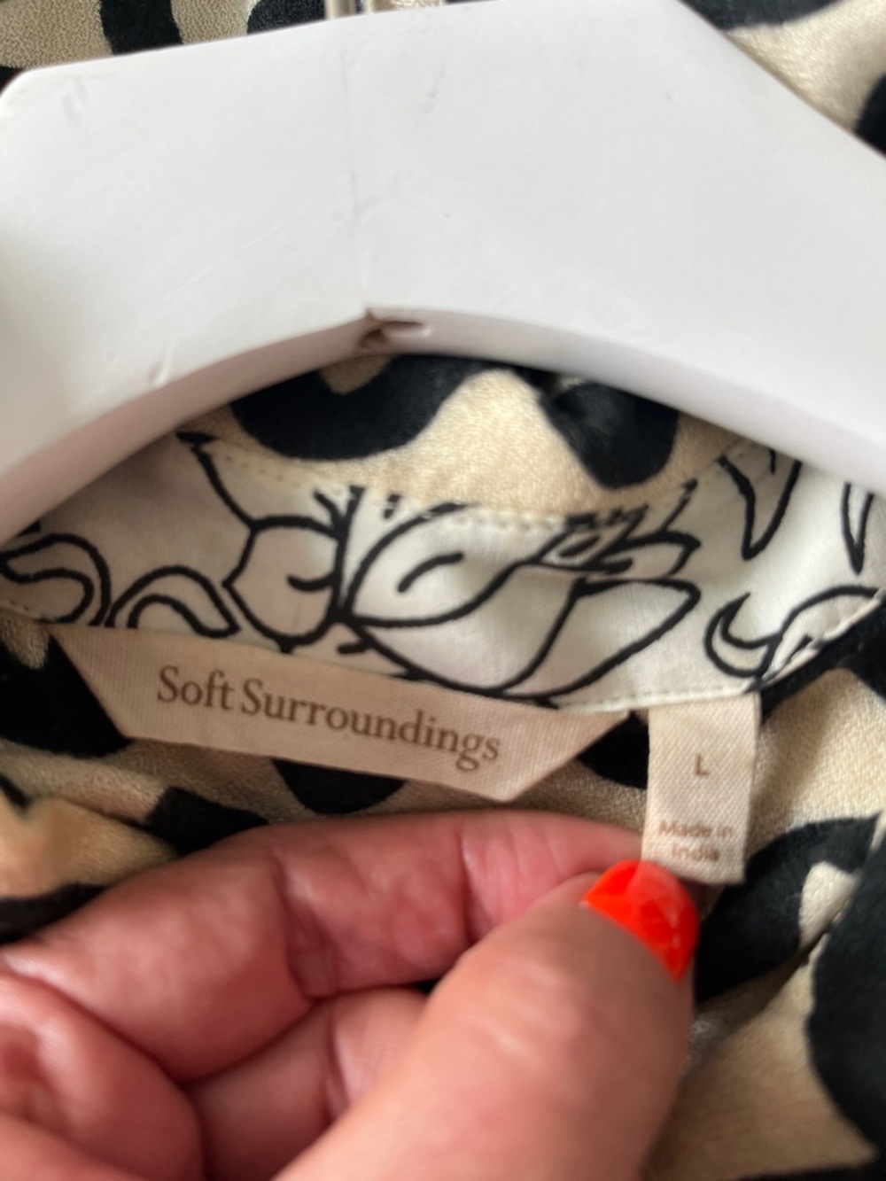 Embellished Black and Cream Floral-Print Blouse - Picture 8 of 12